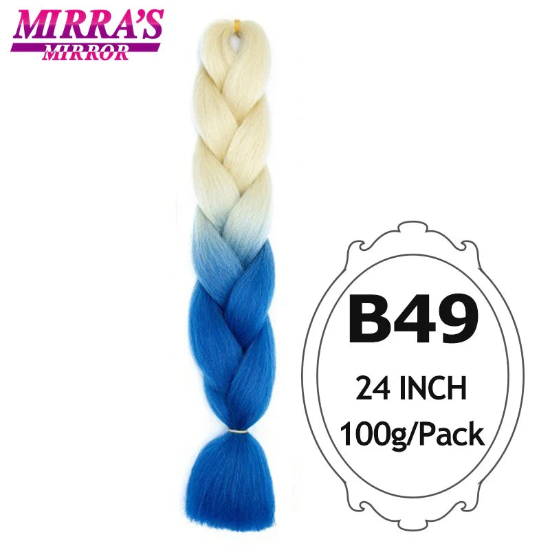 Jumbo Braiding Hair Extensions 24inch Ombre Hair For Braids 5Pcs Box Braid Yaki Texture Synthetic Fiber Fake Hair Mirra’s Mirror