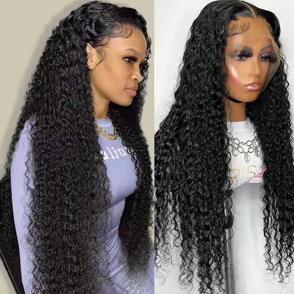 13x4 HD Transparent Lace Front Human Hair Wigs Deep Wave Lace Frontal Wig For Women Pre Plucked Brazilian 4x4 Closure Lace Wigs