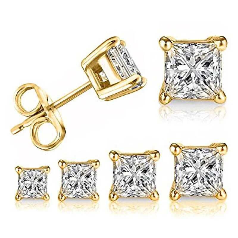 ANZIW Square 925 Silver Stud Earrings For Women Men Zirconia Diamond Earring Wedding Engagement Bridal Jewelry Certified Gifts