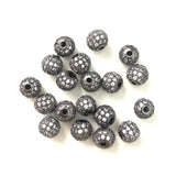 20pcs 6mm Cubic Zirconia Paved Brass Ball Spacer Bead for Women Bracelet Making Men Jewelry Design DIY Waist Accessory Wholesale