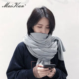 Maikun Thick Warm Scarf For Women Pure Color Ladies Imitation Cashmere  Black Scarf Female Winter To Increase Ahawl