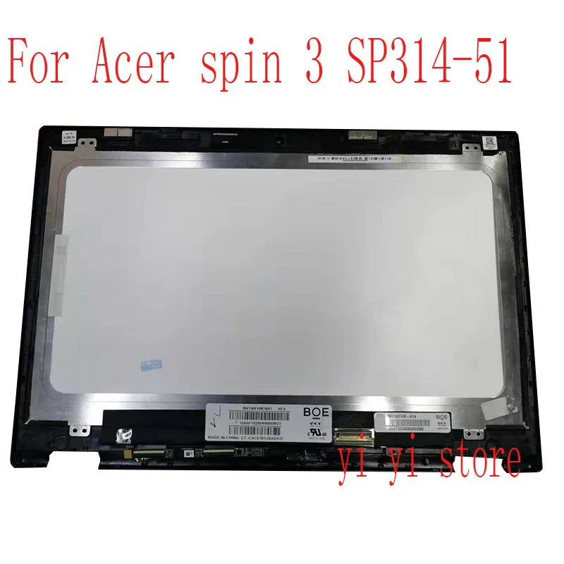 14''For Acer Spin 3 SP314-51 SP314-52 Laptop Touch Digitizer N17W5 LCD Screen Display Assembly With Frame