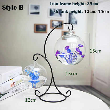 Double-deck Suspended Transparent Hanging Glass Fish Tank Infusion Bottle Aquarium Flower Plant Vase Flower Vase Decoration