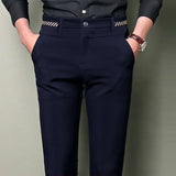 Stretch Suit Trousers for Men Office Pants Non-Ironing Slim Fit Bridegroom Suits Wedding Business Black Suit Pants Men