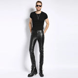 Brand Punk Genuine Leather Pants Men Autumn Winter Slim Warm Motorcycle Down Trousers 6XL Street Black Cowhide Pants