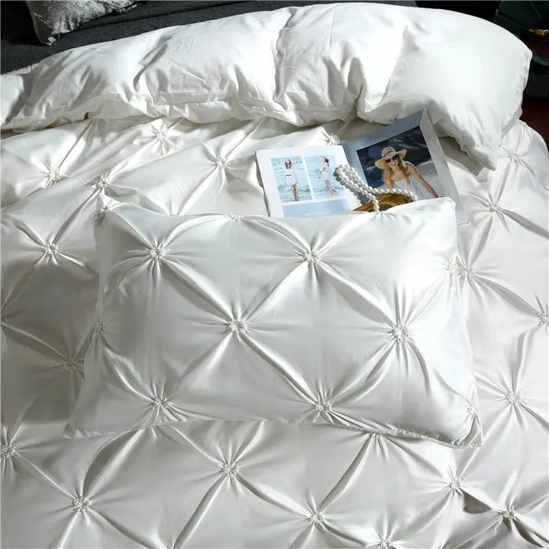 Silk Washed Bedding set Luxury Duvet Cover Double Bed Coverlet   Queen Size Bed Sheets set Comforters Solid Color Linens XY37#