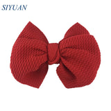 20pcs/lot High Quality 4.5'' Solid Seersucker Waffle Bow Knot with Clip Girl Party Headdress Accessories HDJ157