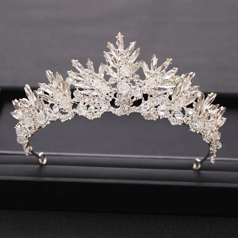 Wedding Crown Gold Silver Color Rhinestone Crystal Diadem Queen Crown Princess Tiaras Bridal Hair Jewelry Party Hair Accessories