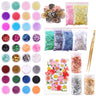 Epoxy Resin Accessories Kit With 3 Layers Box Filling Sequins Powder Metallic Foil Flakes Dried Flowers for DIY Jewelry Making