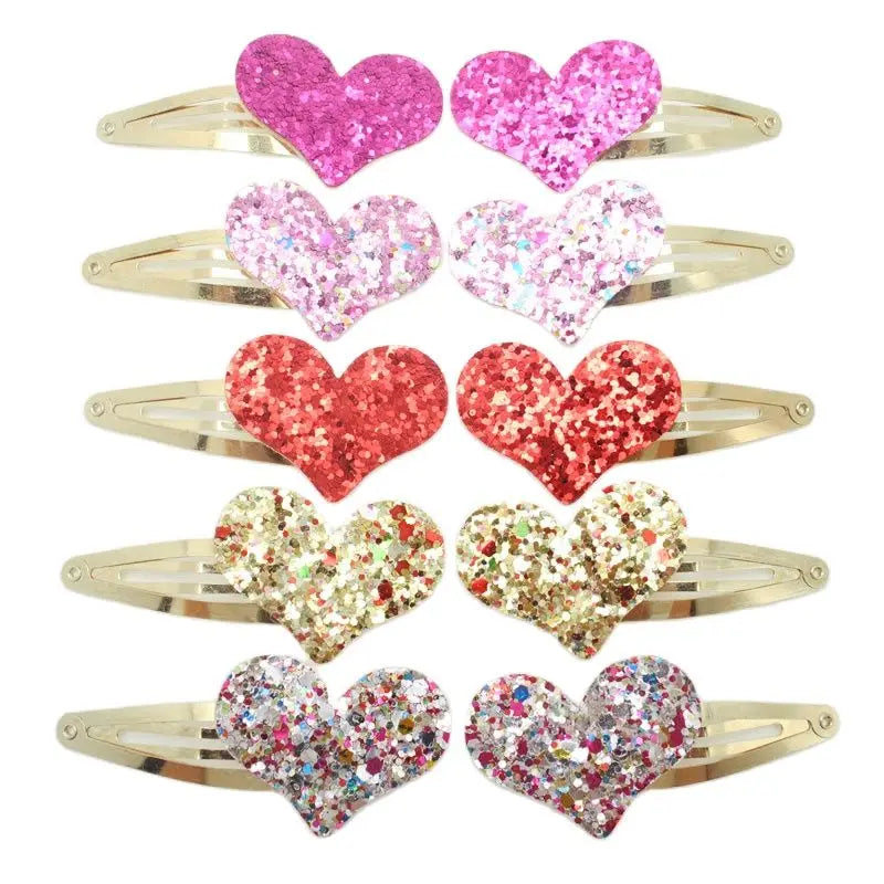 10pcs/lot Small Size Girls Hairclips Glitter Heart  Birthday Gift Baby Girls Hair Accessories Kids  Hair Clip For Children