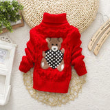 PHILOLOGY 2T-8T bear winter boy girl kid thick Knitted bottoming turtleneck shirts baby high collar pullover toddler sweater