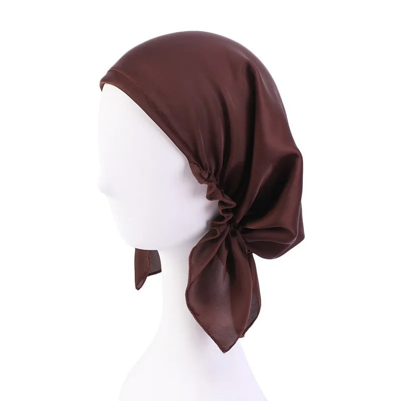 Muslim Women satin Turban Nightcap Hat Headscarves Cancer Chemo Headwear Bandanas Headwrap Caps Hijab