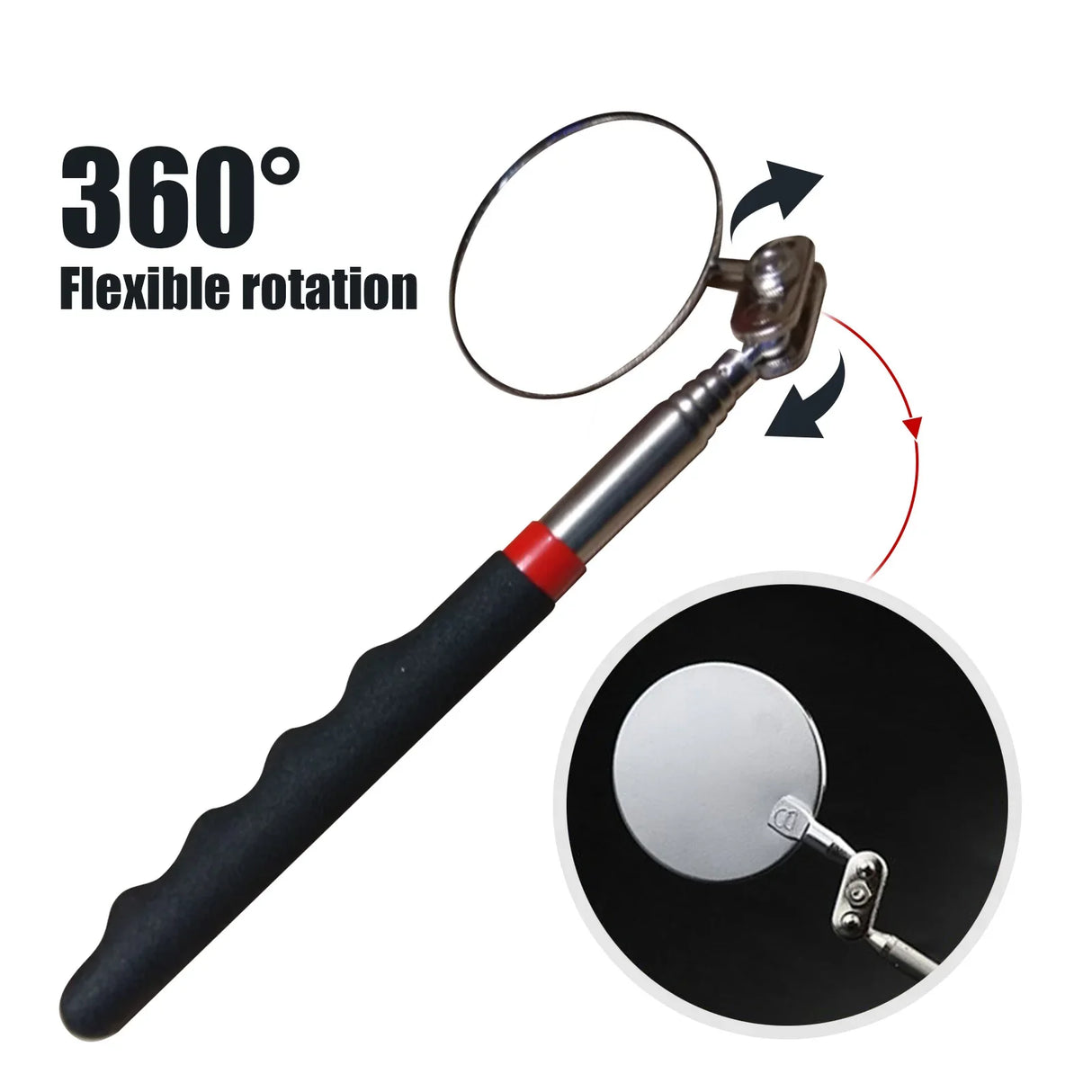 Hot sale 1Pc 50mm Adjustable Car Telescopic Detection Lens Inspection Round Mirror 360 Repair Tool