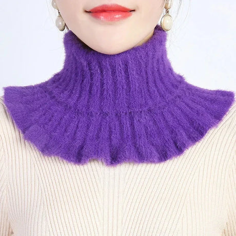 Thickened Imitation Mink Cashmere Bib Women's Fall/Winter Warm Neck Guard Decoration Elastic Ruffled Fake Collar Wool Scarf  F77