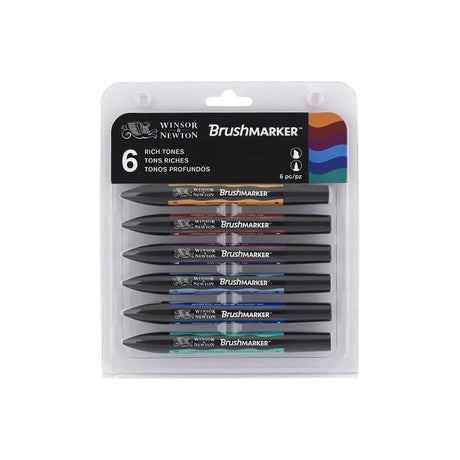 Winsor & Newton Brushmarker Set 6 Colors 12 Colors Soft Brush Tip Twin Tip Brush Markers Alcohol Based Art Pens