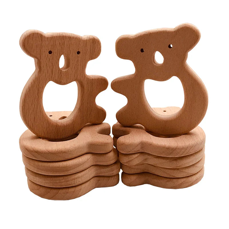 Kissteether 10pc/lot Organic Baby Wooden Teether Natural Teething Toy  Shower Gift Toddler  Newborn