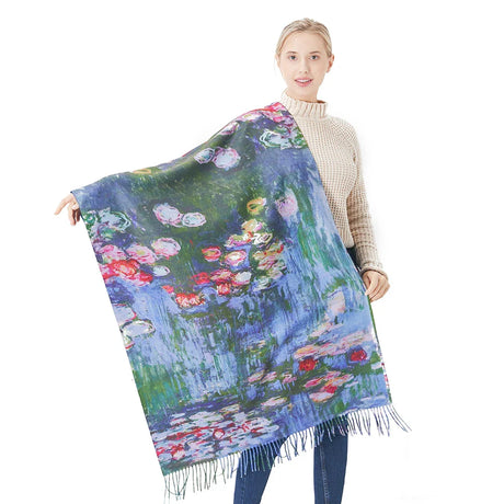 New Cashmere Scarf Women Digital Printing Pashmina Shawl Wraps Gustav Klimt Oil Painting Der Kuss Bandana Femme Foulard Tassels