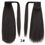 HANNE Yaki Straight Ponytail Hair Extensions For Black Women Wrap Around Clip In Magic Paste Heat Resistant Synthetic Hair Piece