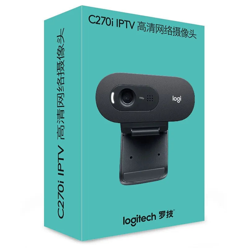 Logitech Original C270 C270i Desktop Computer Notebook Free Drive Online Course Webcam Video Chat Recording USB Camera HD