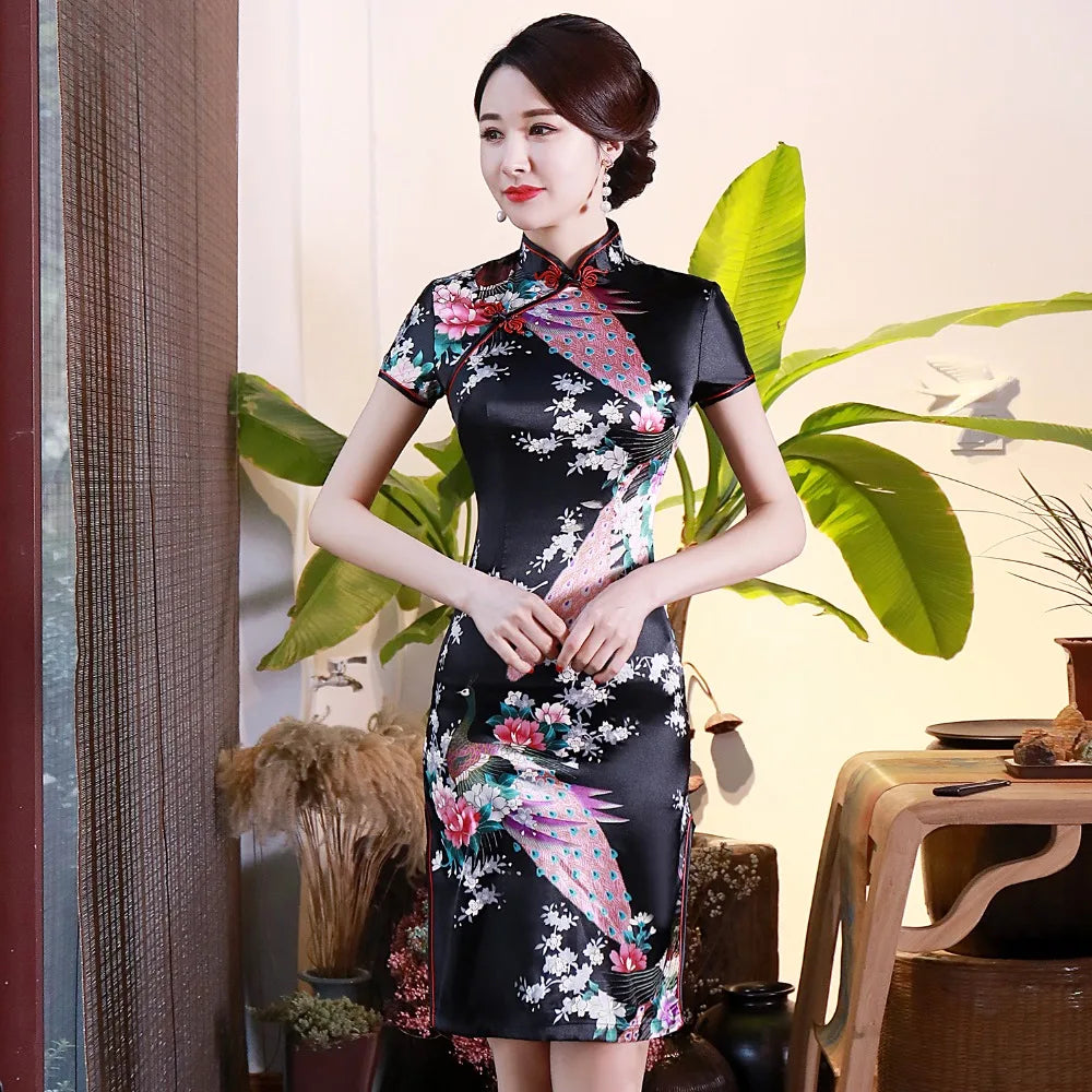 2022 NEW Women Evening Party Dress Traditional Chinese Cheongsam Slim 6XL Dress Sexy Female Vestido Classic Dresses