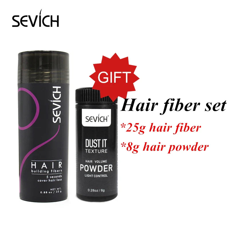 One Kit 2pcs Spray 25g Hair Fiber Fluffy powder Thinning Concealer Loss Baldness Instant Refill Keratin Fiber Hair Powder