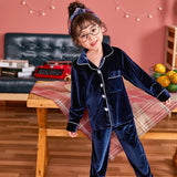 Autumn Winter Children Velour Pajamas Set Teen Warm Velvet Sleepwear Girls Loungewear Kids long sleeved Pijamas Homewear suit re