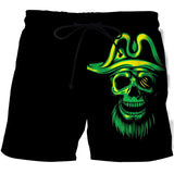 Hot Sale Skull Horror 3D Printe Beach Short Men's Shorts Anime Pants Quick-drying Street Clothing Black Short Casual short homme
