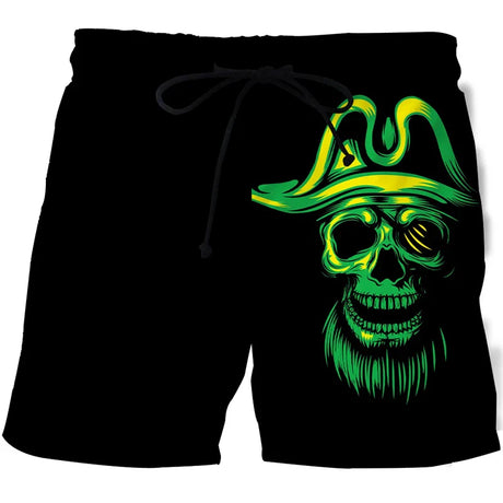 Hot Sale Skull Horror 3D Printe Beach Short Men's Shorts Anime Pants Quick-drying Street Clothing Black Short Casual short homme