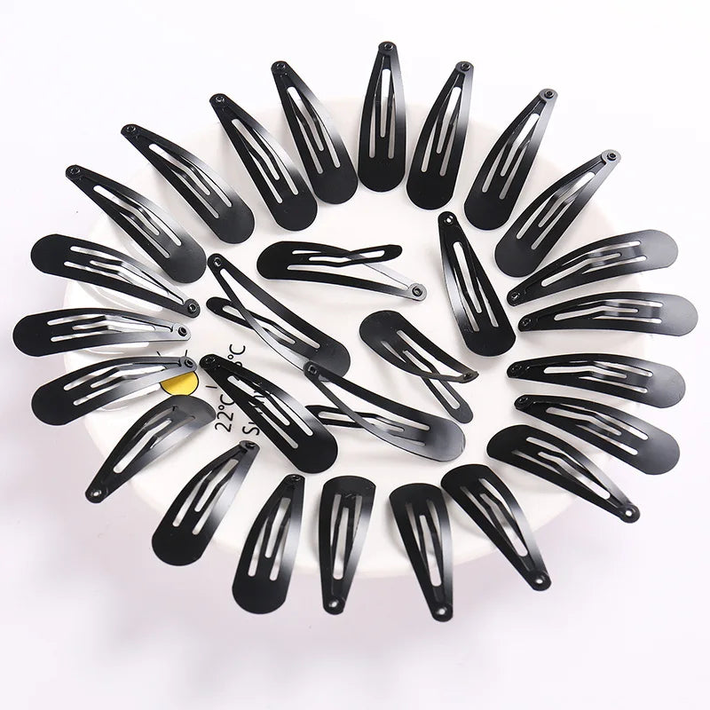 100Pcs Cute 5CM Hair Clips Pins Metal Snap Hair Accessories for Girls BB Hairpins Black Headbands for Kids Hairgrips Styling