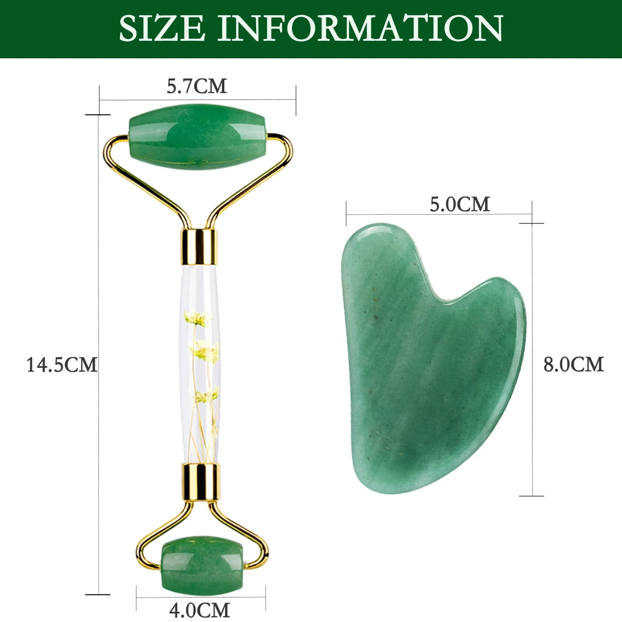 Natural Green Jade Roller Gua Sha Set Facial Body Massager Roller Jade Stone Massage Set Face Lifting Beauty Skin Care Tools