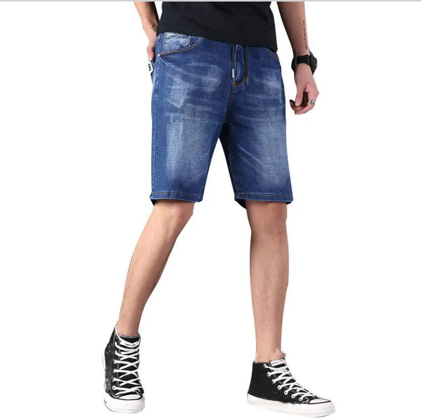 Plus size men's denim shorts plus size 12XL 13XL 14XL pants summer shorts stretch straight 54 56 58 60 jeans stretch blue large