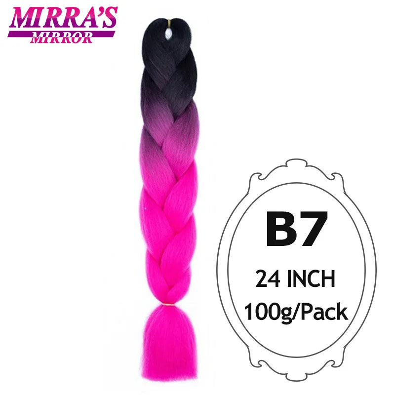 Jumbo Braiding Hair Extensions 24inch Ombre Hair For Braids 5Pcs Box Braid Yaki Texture Synthetic Fiber Fake Hair Mirra’s Mirror