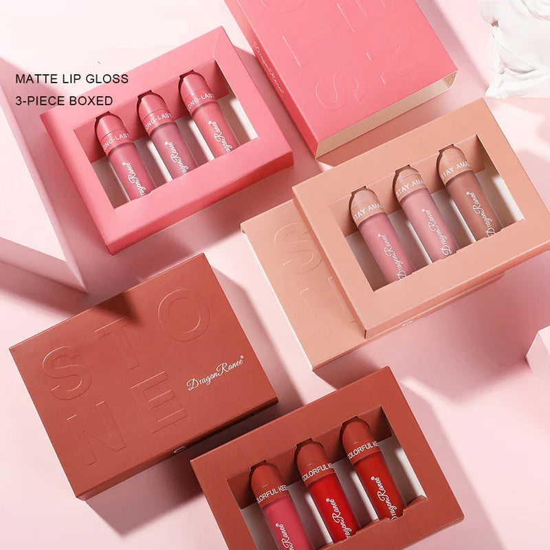 Women Matte Velvet Moisturizer Makeup Lipgloss Set Cosmetic Lip Glaze Multiccolor Make Up Kit,Nutritious Easy To Wear Lipglaze