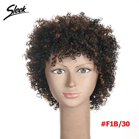 Sleek Natural Brazilian Afro Kinky Curly Human Hair Wigs F1B/33 Red 99J Short Machine Made Remy Human Hair Wigs For Black Women