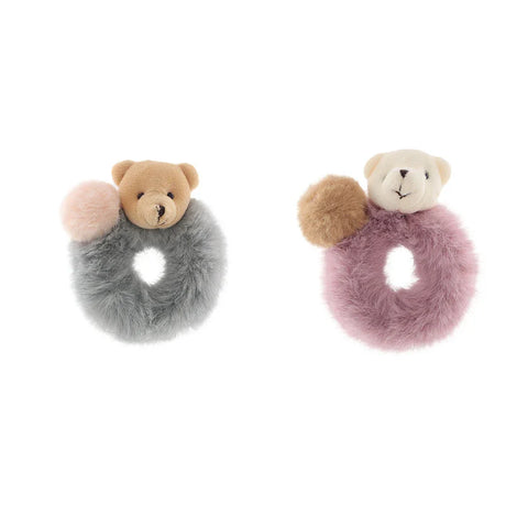 2pcs Plush Animal Scrunchie Set Elastic Hair tie Ponytail Rubber Band Accessories Kawaii Stuffed Cartoon Frog Cat Hair Rope Girl