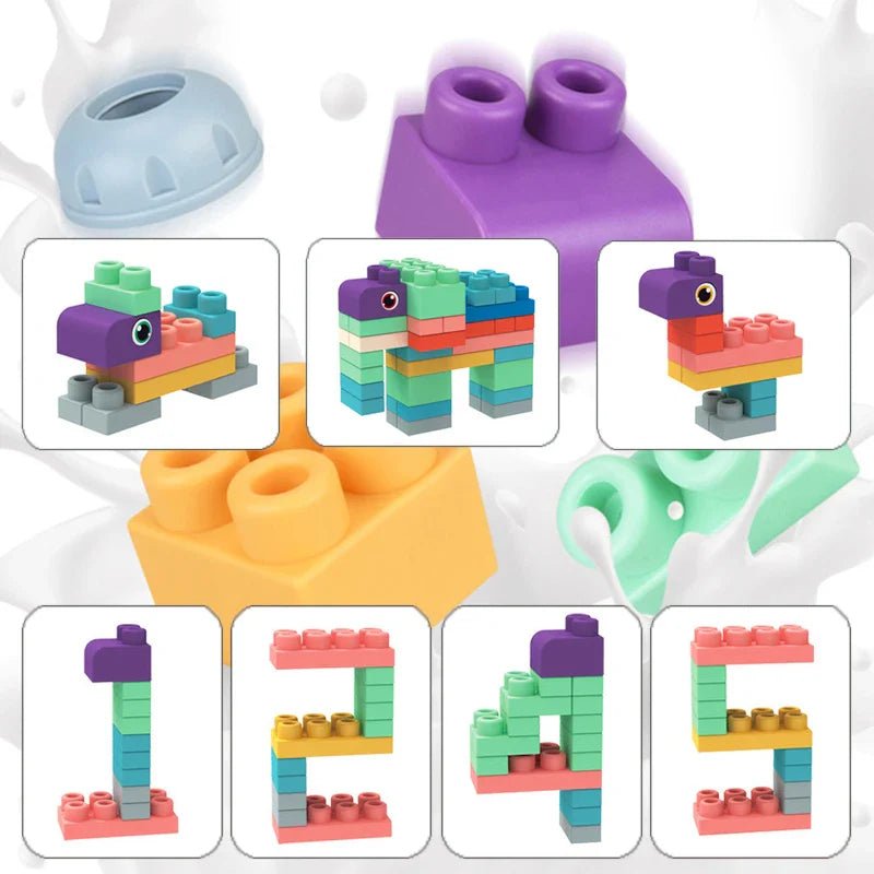 Baby Rubber Big Size Particle Bricks Toys DIY Building Blocks Big Brick Early Educational Large Soft Bricks Toy Bath For Toddler