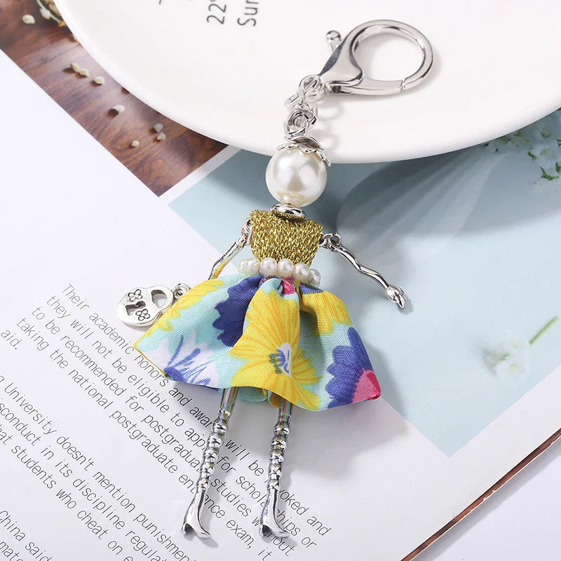 YLWHJJ brand Doll Handmade Cute charm keychain for Women Car Pendant Girls fashion Jewelry Bag key chains Accessories key ring