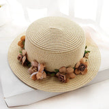 2019 Parent-child Summer New Women's Sun Hat Bucket cap beige lace Bowknot Flowers Ribbon Flat top Straw Hat Beach Caps Panama