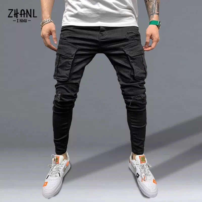 Mens Stretchy Skinny Ripped Jeans Men Slim Fit Denim High Quality Jean Fashion Sweatpants Hip hop Trousers Jogger Pencil Pants