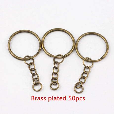 50Pcs/lot 1.3x25mm Gold Color Plated Key Ring with 4link chain 55mm Long, New Metal keychains,Key Chain and Key Ring Accessory