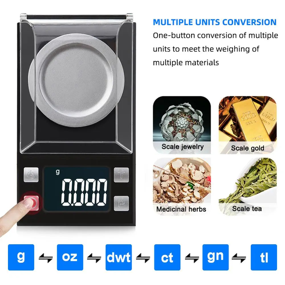 100g/50g/20g/10g Mini Digital Scale High Accuracy 0.001 Pocket Scale Jewelry Gold Gram Balance Weight for Medicinal Herbs Lab