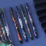 4PCS/Set Cool Chinese Dragon Pattern Gel Pen Black 0.5 Rollerball Pen Sign Pen School Supplies Office Stationery