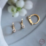 925 Sterling Silver Simple Shiny Srystal U-shaped Earrings Women Punk Hip Hop Street Art 14k Gold Plating Jewelry  Gift