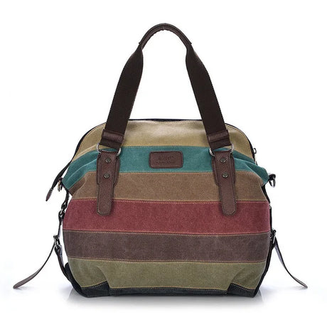 Yogodlns  Canvas Totes Striped Womens Handbag New Patchwork Rainbow Shoulder Bag Fashion Female Casual Crossbody Bag Sac a Main