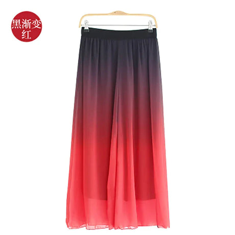 Modern Dance Costume Wide Leg Chiffon Practice Pant Elastic Waist Gradient Dance Pants Classical Dancing Wear For Women