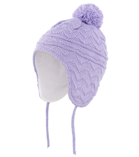 Connectyle Toddler Infant Boys Girls Winter Skull Cap Fleece Lined Knitted Kids Hat with Earflap Hats With Pom-Pom