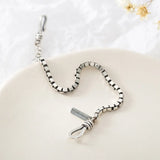 ANENJERY Silver Color Double Hook Box Chain Bracelet Fashion Punk Style Letter Couple Bracelet For Women Men Jewelry S-B319