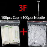 100pcs PMU Microblading Needle + Cup Tips Disposable Sterilized Professional Tattoo Machine Needles Permanent Makeup Eyebrow Lip