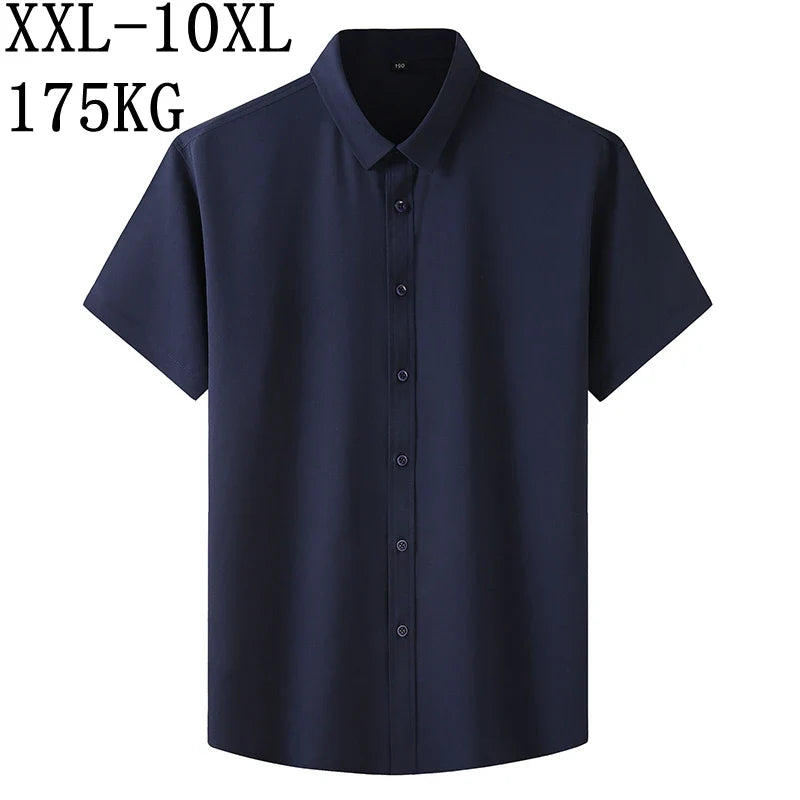 10XL 8XL 7XL New Summer Business Formal Shirts For Men Short Sleeve Loose Dress Shirt Man chemise homme Casual Brand Clothes