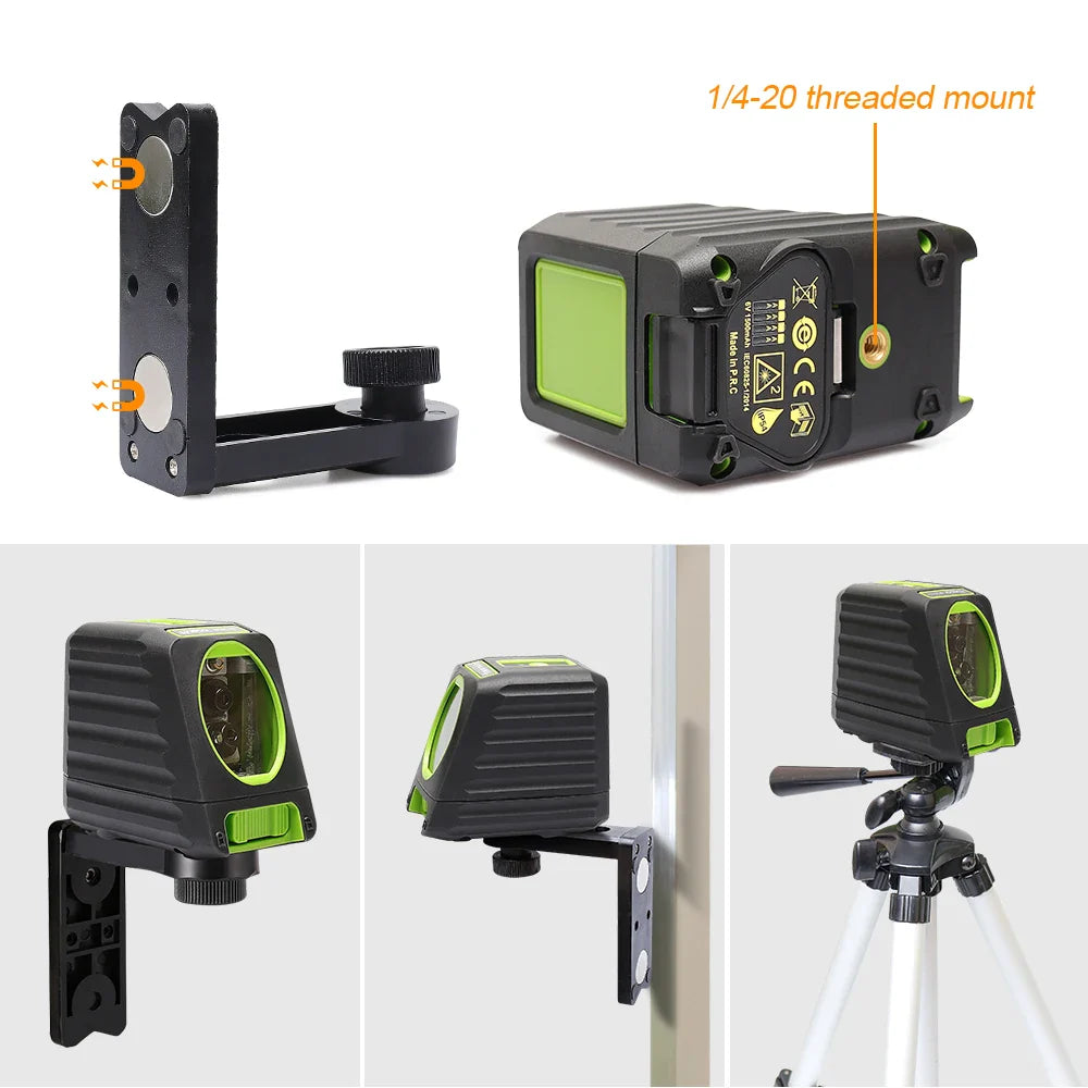 Huepar 150ft/45m Cross Line Laser Level 2 Lines Self Leveling Vertical & Horizontal Green Beams for Outdoor Use BOX-1G